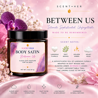 Between Us Moisturizing Body Satin | Luxury Body Cream | 2 oz